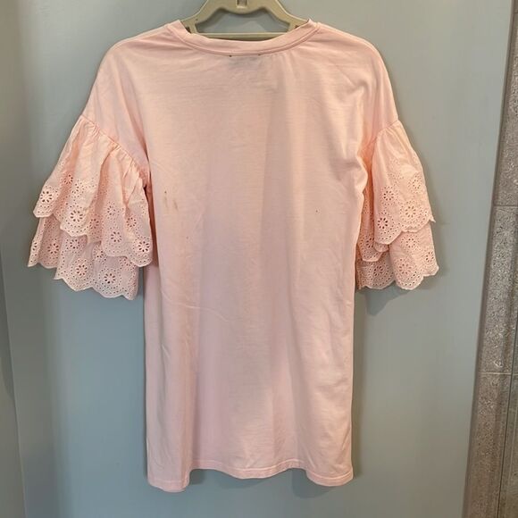 Sugar lips peach eyelet sleeve mini dress - Picture 5 of 6